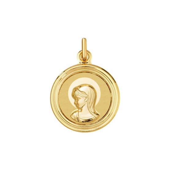 Medalla de oro Virgen niña velo y aureola