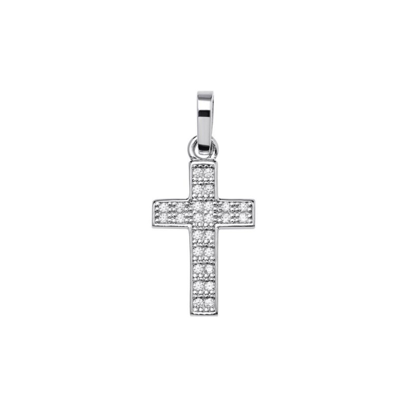 cruz de oro blanco con diamantes o circonitas | de piedra Circonita