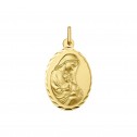 Medalla de oro ovalada de la Virgen María y el niño Jesús