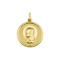 Medalla Virgen niña con aureola en oro de 9k