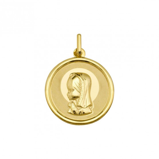 Medalla de oro Virgen niña aureola 9k