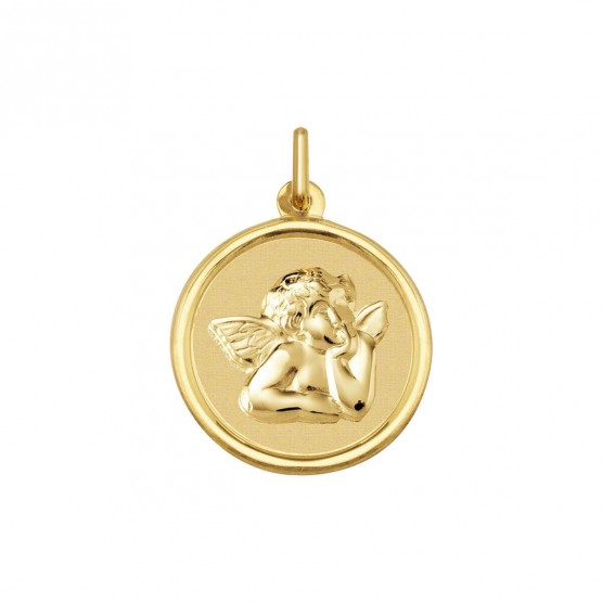 Medalla en plata dorada angelito