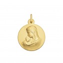 Medalla Virgen con el niño en plata dorada