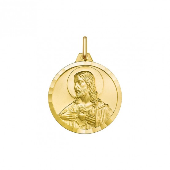 Medalla del Sagrado Corazón de Jesús en plata dorada